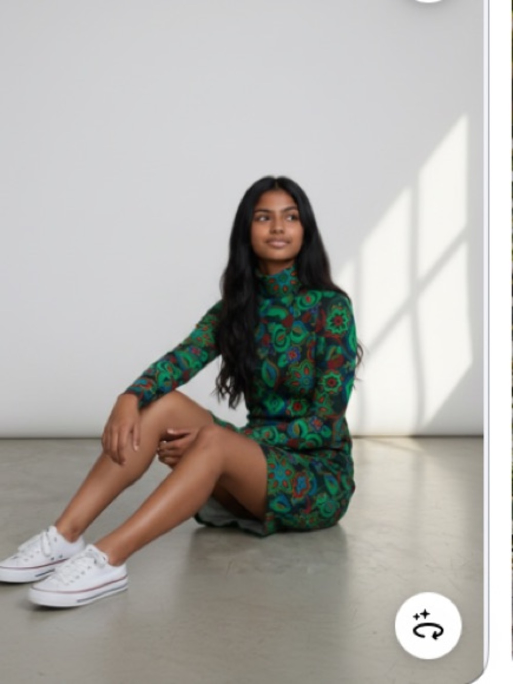 Flora Bea NYC Floral Green and Blue Women's Long Sleeve Dress